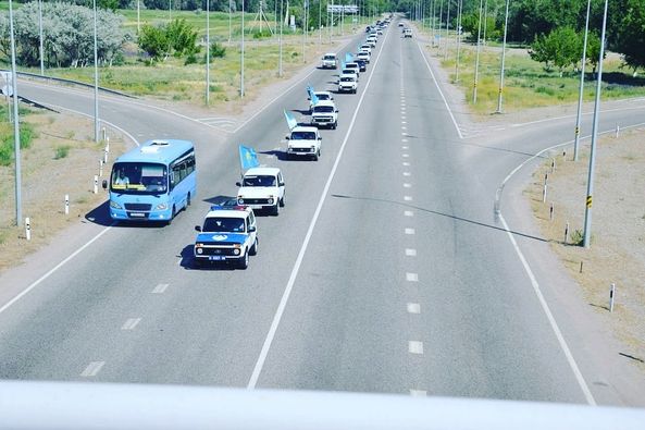 🇰🇿Жамбыл ауданында патриоттық автошеру акциясы өтті